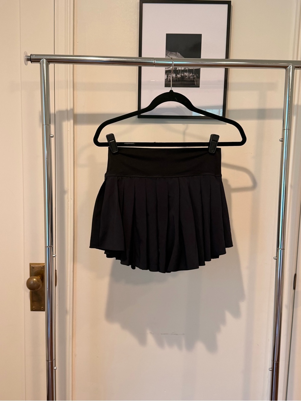 aerie Black Pleated Circle Skater Mini Skirt